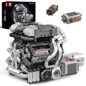 Mould King 10201 W16 Engine Model Kit, MOC Bug Supercar Engine Model with Battery and Motor, Collectable 16-Cylinder Car Engine Transmission, Shiftable Gear Operation for Kids/Adults (2024+ PCS)