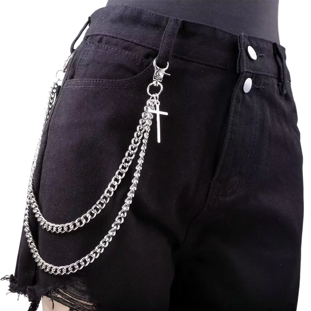 Punk Style Cross Pendant Chain Decor Pants Chain, Fashionable Jeans Chain for Men & Women, Trendy All-match & Exquisite Goth Accessories Birthday Gifts