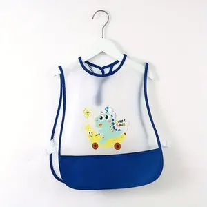 Feeding Bib (with Oversized Pocket) – Splash-Proof Adjustable Fit Baby Dining Protector, Reusable Long Hanging Apron for Toddlers