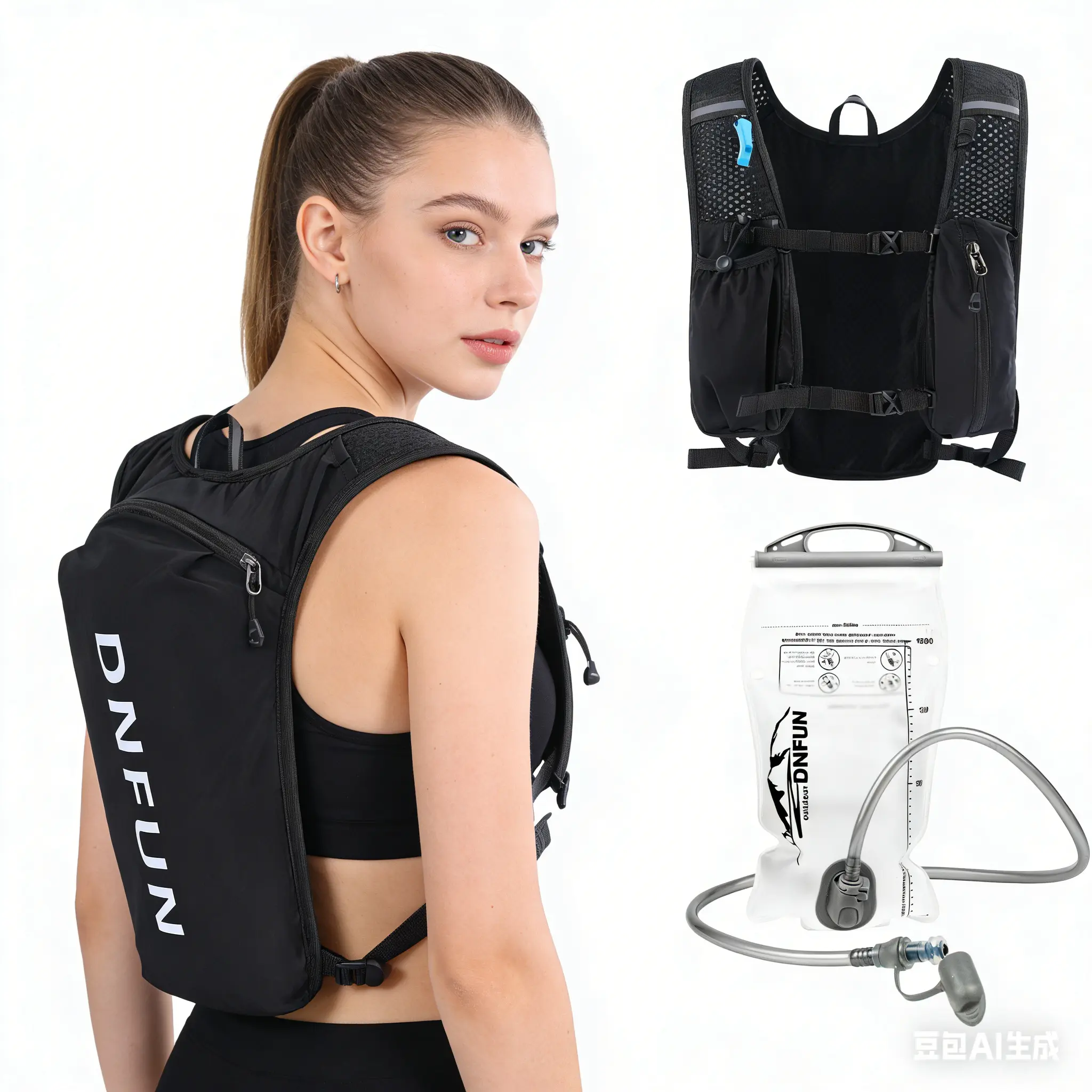 Durable Nylon Hydration Vest for Trail Running & Cycling, Ultra-Lightweight 140g Pack with 1.5L Bladder, Bottle Pockets & Reflective Tape, Runners Waist, Hip Belt, Adjustable Shoulder Straps