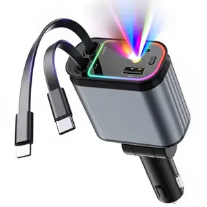Christmas Discount Save Big! 4 in 1 Retractable Car Charger with Starlight, 66W Fast Car Phone Charger USB C Car Charger Adapter for iPhone16/15/14/13/12/11, Galaxy, Pixel, Cigarette Lighter Adapter