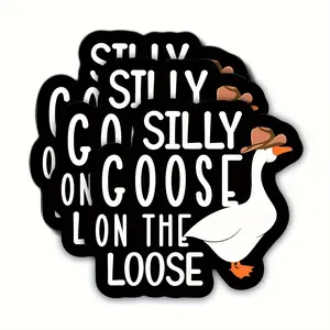 Silly Goose on The Loose Pattern Car Sticker, Universal Car Sticker, Multipurpose Funny Car Decals, Hard Hat Stickers for Builders, Waterproof Car Exterior Decoration Accessories, Vehicle Exterior Decoration for Car, Motorcycle, Truck