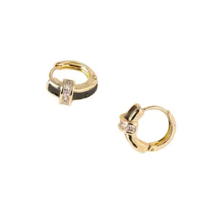 14K Gold Plated Huggie Hoop Earrings with CZ Elegant Small Hoops for Women's Fashion Jewelry