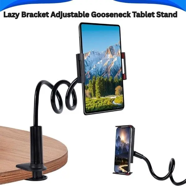 Aluminium Alloy 360° Rotatable Lazy Bracket - Adjustable Flexible Arm Mobile Desk Mount Holder for 4"-8" Smartphones, iPhone 16 Pro Max, Casual/Birthday/Wedding Use Bed Stand