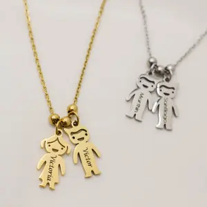 Boy and Girl Charm with names, personalized necklace, family necklace, mother necklace, baby name necklace for mom, step mom giftn new mom