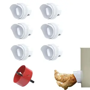 【Clearance Deal】Goose Brand Automatic Poultry Feed Dispenser Without Waste 6 Pieces Rainproof Design Gravity Feed Kit for Dry Feed Feeding in Buckets Barrels Boxes Troughs