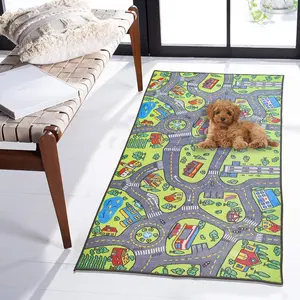 Foldable Cartoon Urban Road Pattern Floor Mat, 1 Count Washable Anti-slip Cool Bedroom Floor Rug, Decorative Area Rug for Home Living Room Bedroom, Rug Living Room, Home Decor, Machine Washable Rug