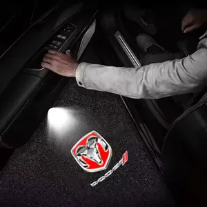 LED Car Door Projection Lamp Laser Welcome Light Decorative Atmosphere Lighting for Dodge Hellcat Super Stock Demon 170 Challenger Durango Hornet