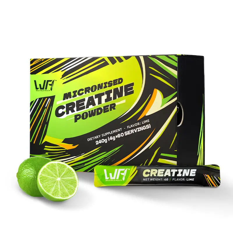 WILD FIELD HEALTH 3-in-1 Creatine Monohydrate Stickpack - With Zinc and Magnesium - 4g Micronized powder per packet - lime flavor - Fitness Supplement
