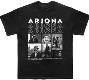 Ricardo Arjona Six-Panel Portrait Collage Quote Graphic Black T-Shirt, Latin Pop Rock Music Aesthetic, Merch Shirt for Woman And Man Fans RS3