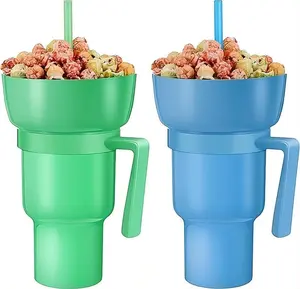 Kids Snack & Drink Cup 2-in-1 32oz Leakproof Water Bottled with Snack Bowl BPA-Free Plastic Easy Clean Portable for Playdates & Sports Water bottle tumbler Reusable Detachable Washable, Drinkware, Peace, Mug Bottled