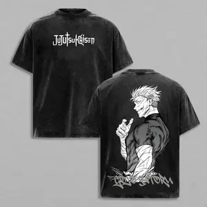 Best Gojo Satoru T-Shirt - Jujutsu Kaisen Tshirt, THE HONORED ONE JJK Anime Double Printed Vintage Washed Tee Unisex Oversize Anime Manga Washed Heavyweight Cotton T-shirt, Anime Merch