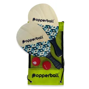 Popperball Paddleball Set - Premium Beach Paddles Kit with Carry Bag, Paddles & Balls