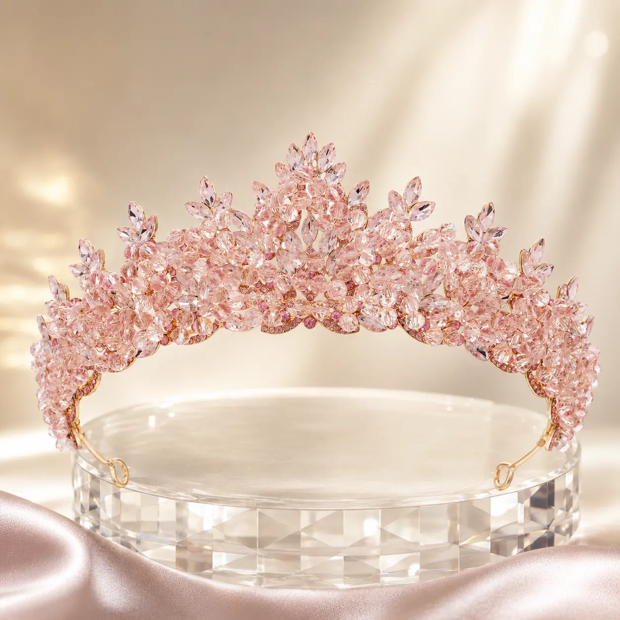 Varii Jewelry Rhinestone Tiara Crown with Artificial Crystal Beads, Sparkling Statement Headpiece for Weddings, Prom, Birthdays, Pageants and Special Occasions princess elegant
