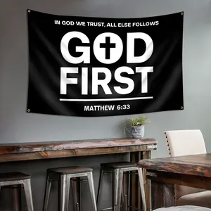 GOD FIRST Flag ,Christian Jesus Jesus flag,Christmas Banner, Outdoor Balcony Yard Decor, Holiday Party Supplies, Decoration Items