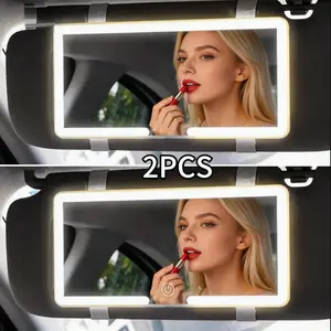 2PACK Rechargeable Car LED Makeup Mirror, 3 Color Temperature Touch Control, Portable Sunshade Cosmetic Mirror for All Car