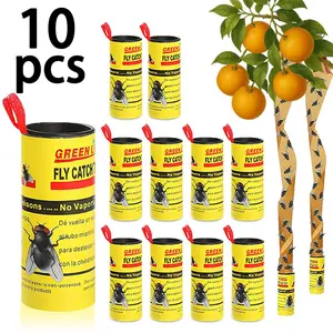 20pcs/10pcs Sticky Fly Roll, Non-Toxic Pest Control Tape, Bug Sticky Traps, Indoor Outdoor Use, Ideal for Food Stalls & Meat Shops, Dual-Sided Adhesive