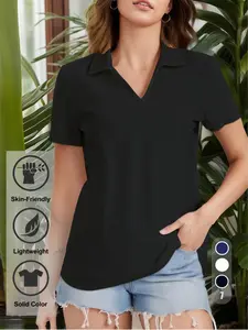 Women's Sporty Polo Shirt, Moisture-Wicking Breathable Comfort Short Sleeve Top, Golf T Shirts, Ideal for Golf Baseball Tennis Activities