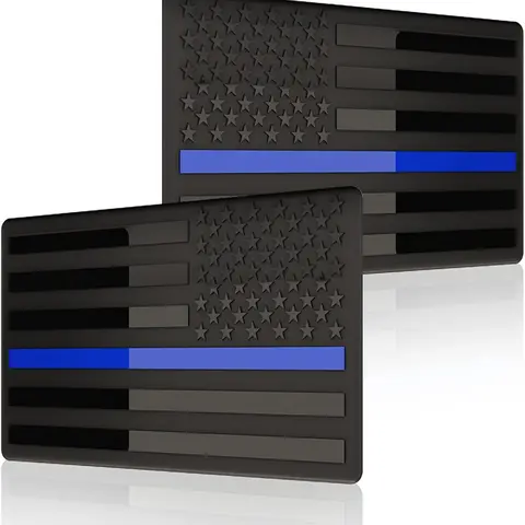2Pcs USA American Metal Flag Auto Fender Emblem, Embossed 3D Metal Adhesive Sport Truck Car Badge, USA Flag Decal for for Auto SUV Truck Motorcycle (Thin Blue Line) decal sticker