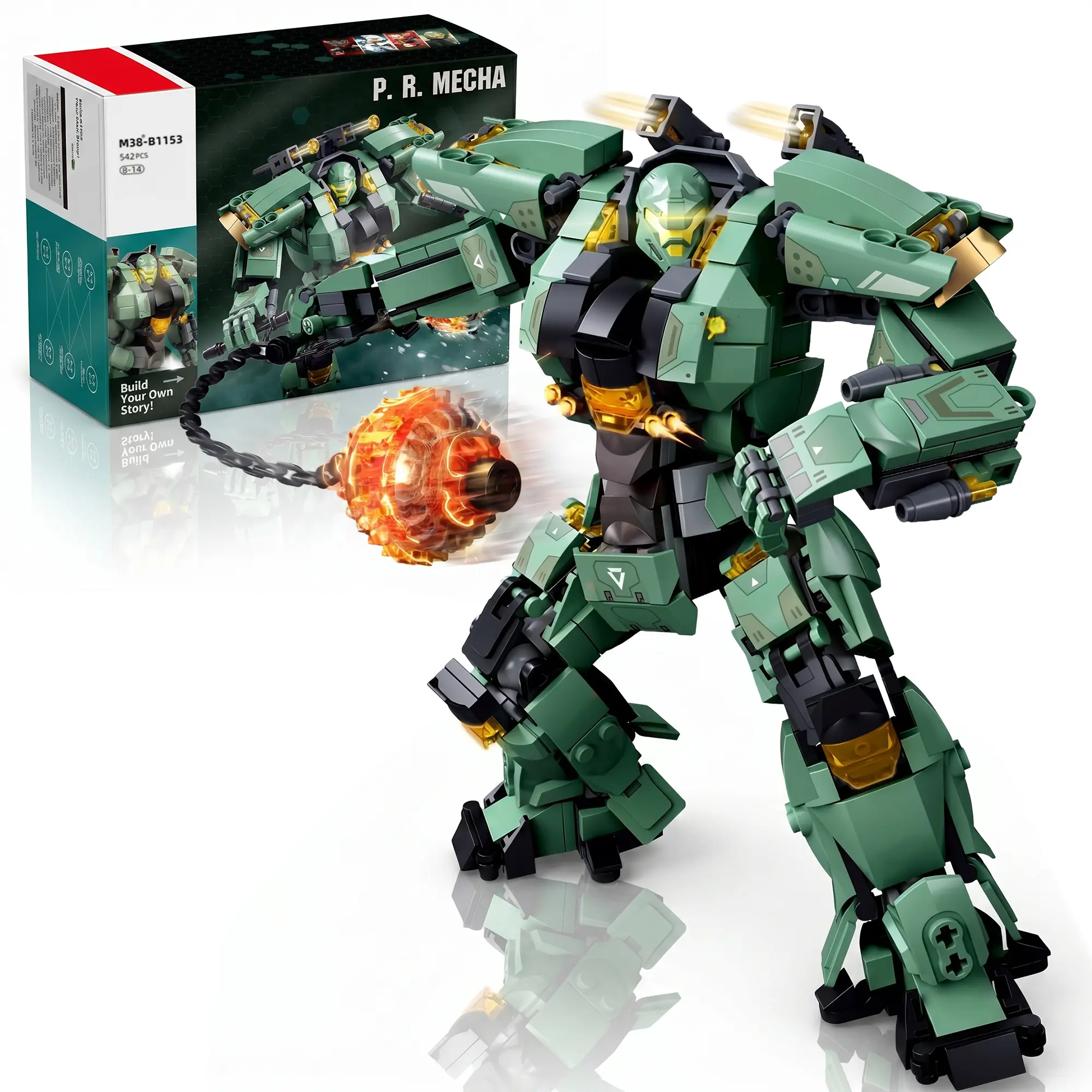 Annihilation Ranger Mecha Building Set - 3D Puzzle, Blocks, Buildable, Interactive, Large Brick Robot Model Building Kits for Adults, Creative DIY Project, Collectible Gift for Mech Enthusiasts, Combat Aesthetic Display Piece, 3D Puzzle Model Building Kit