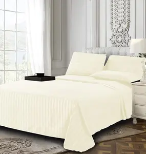 Mocassi 6-Piece Dobby Stripe Bed Sheet Set, 1800 Thread Count Hotel Premier Collection with Silky Microfiber Touch