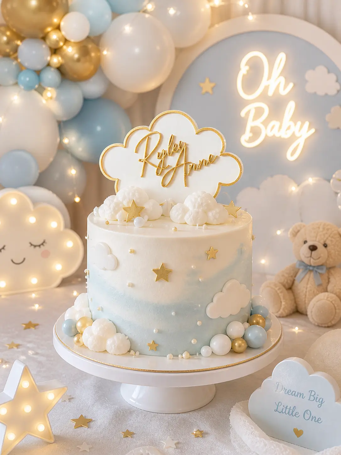 Custom Cloud Cake Topper | Personalized Baby Shower Cake Decor