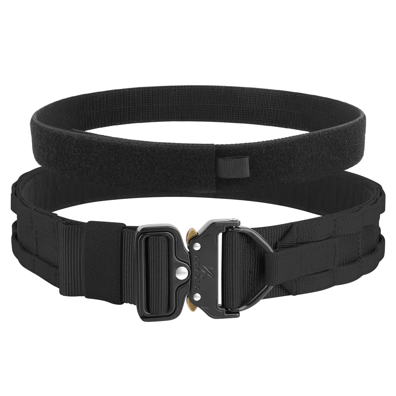 KRYDEX Unisex Tactical Belt, Adjustable Heavy Duty 2-Piece Nylon Webbing System with 1.75" MOLLE Outer Belt & Quick Release D-Ring Buckle, Unisex Names, S, Hook & Loop, Tactical Accessories, 1.75In, Rigidity