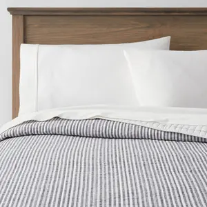 Threshold 1-Piece Cotton Quilt Striped Midweight OEKO-TEX, Navy, King
