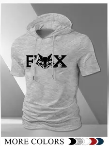 Trendy Men's Fox Theme Hoodie, Unique Cartoon Print, Fitted Long Sleeve, Perfect for Summer Street Style, Casual & Trendy, Streetwear