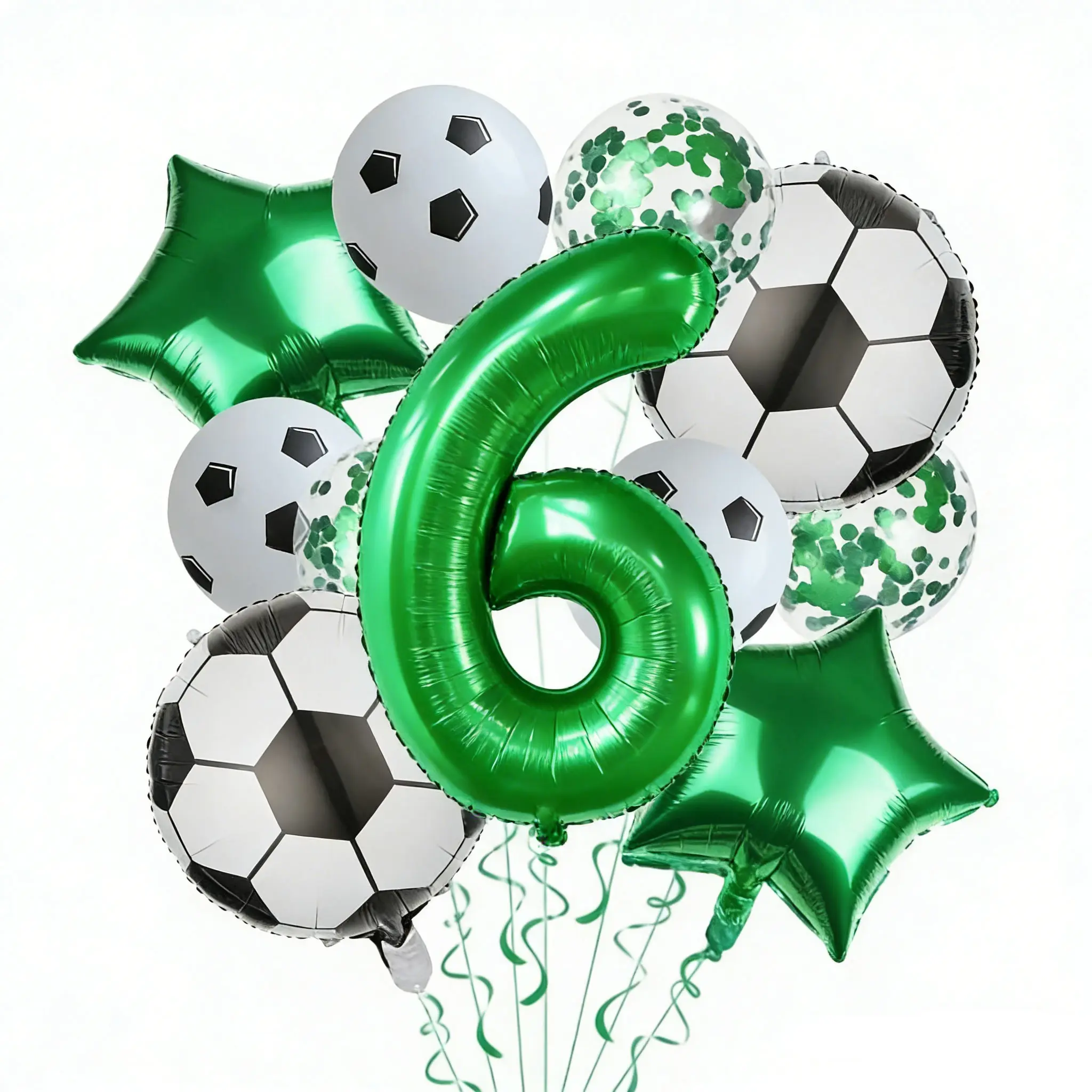 13-Piece Football Theme Party Decoration Balloons Set, Balloon Decorations Kit, Number Balloons, Star and Soccer Balloons, Birthday and Event Decorations