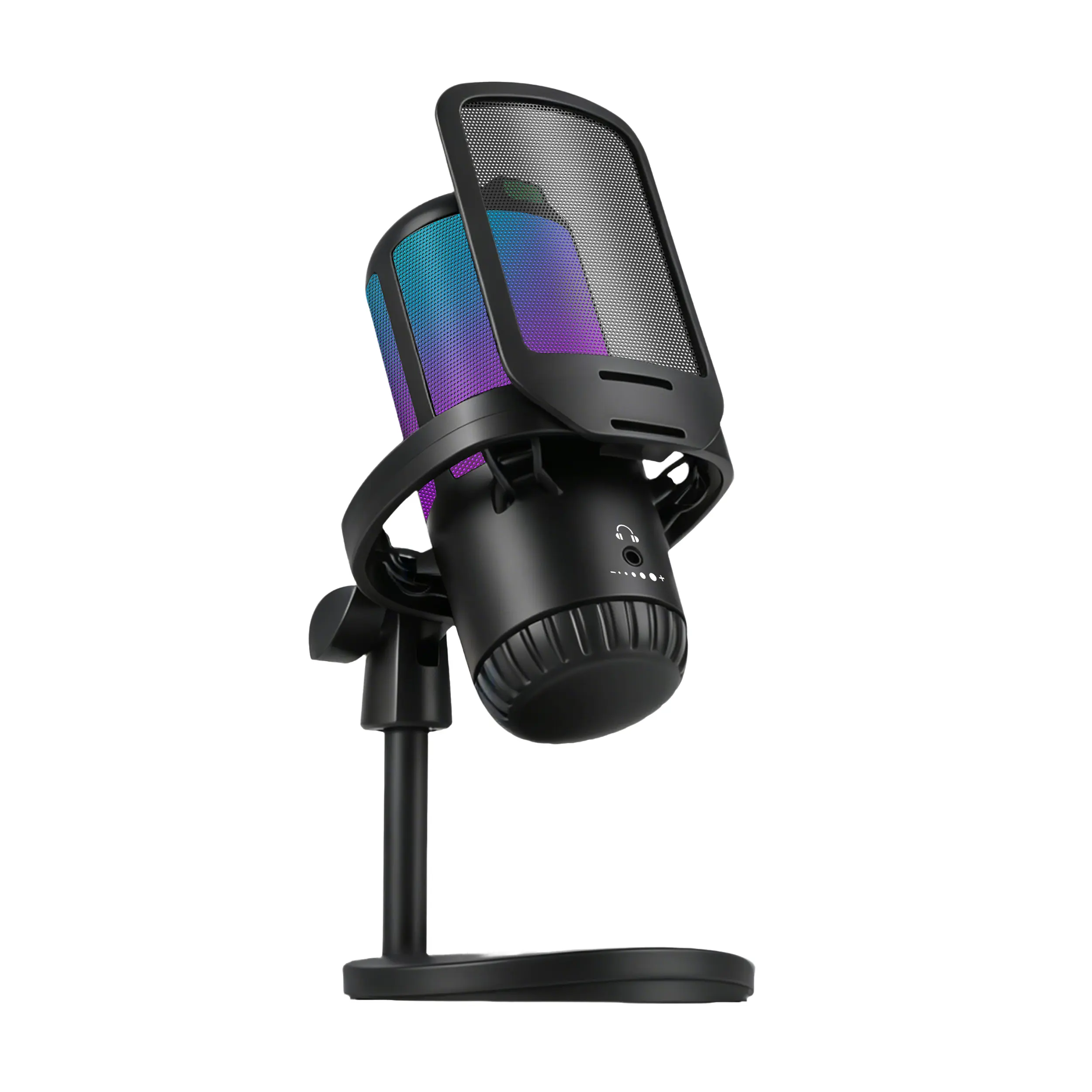 APAKAI 005 USB Streaming Gaming Microphone - PC Accessory, Streaming Equipment with USB Type-C, 3.5 mm Jack, RGB Lights, Plug-N-Play Volume Control, 1-Tap Mute, Shock Mount Adapter for PS4, PS5, Mobile Phones, 192kHz/24bit Audio