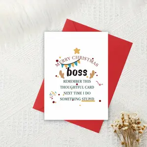 1pc Merry Christmas Greeting Card For Boss - Humorous Holiday Card For Any Recipient, Festive Christmas Card For Office, Team, Or Individual Boss - Perfect Gift For Men And Women