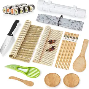 Sushi Making Kit, All in One Sushi Roller Set Maker Kit with  Rolling Mat, Bazooka, Chopsticks Holders, Rice Paddle, Avocado Slicer for Beginners, , Family, Friends,