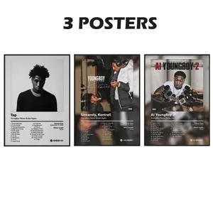Set Of 3 YYoungBoy Music Album Premium Wall Art Poster Unframed HD Print Home Office Decor Unique Trendy Gift