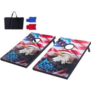 VEVOR Cornhole Set, 3x2 ft Portable Cornhole Board Set, MDF Solid Wood Toss Board with 8 Bean Bags Carrying Case, Indoor Outdoor Game Corn Hole Play for Adults, Backyard Beach Camping Party