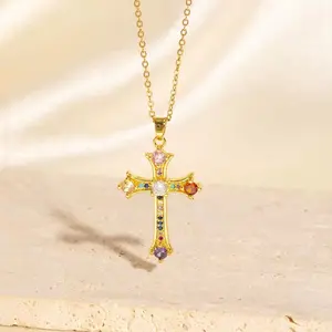 silver silk Cross necklace for men and women 14K Gold plated suitable fordaily party costume decoration ofwomen/men/girls, fashionable and multifunctional,exquisite jewelry
