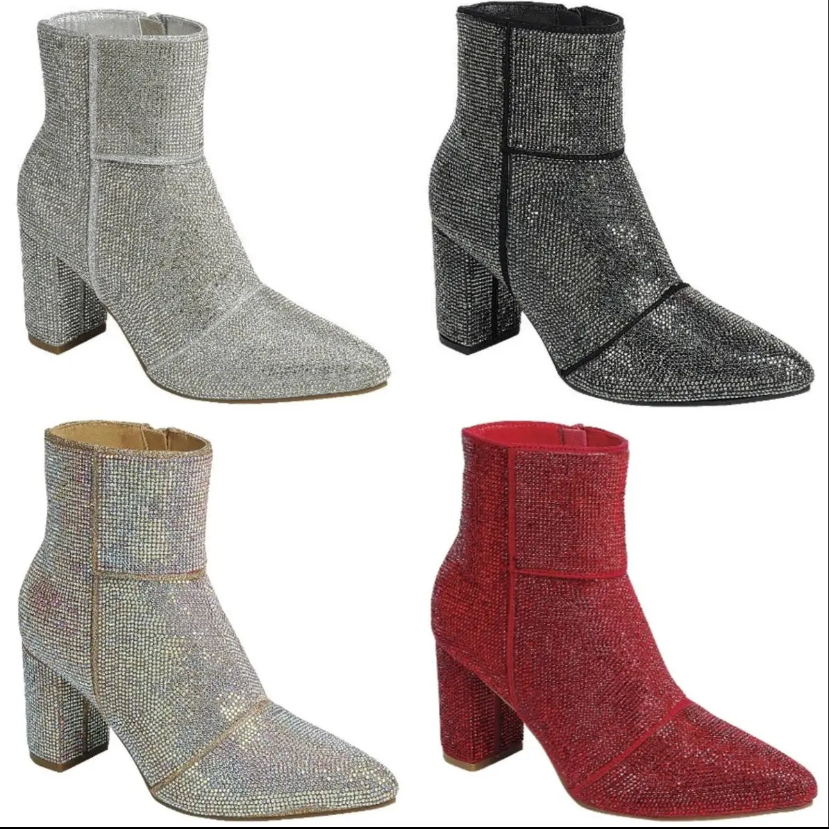 Iceberg Rhinestone Chunky High Heel Boot