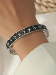 Men's Street Trend Star Design Bangle, Fashionable All-match Bracelet for Him, Trendy All-match & Exquisite Jewelry for Birthday Gift