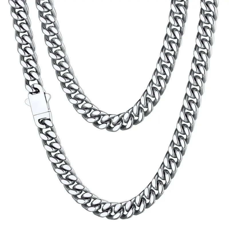Chunky Cuban Chain Necklace for Men & Women, 6mm Modern Stainless Steel Jewelry, Classic Link for Layering, 18-26 Inches