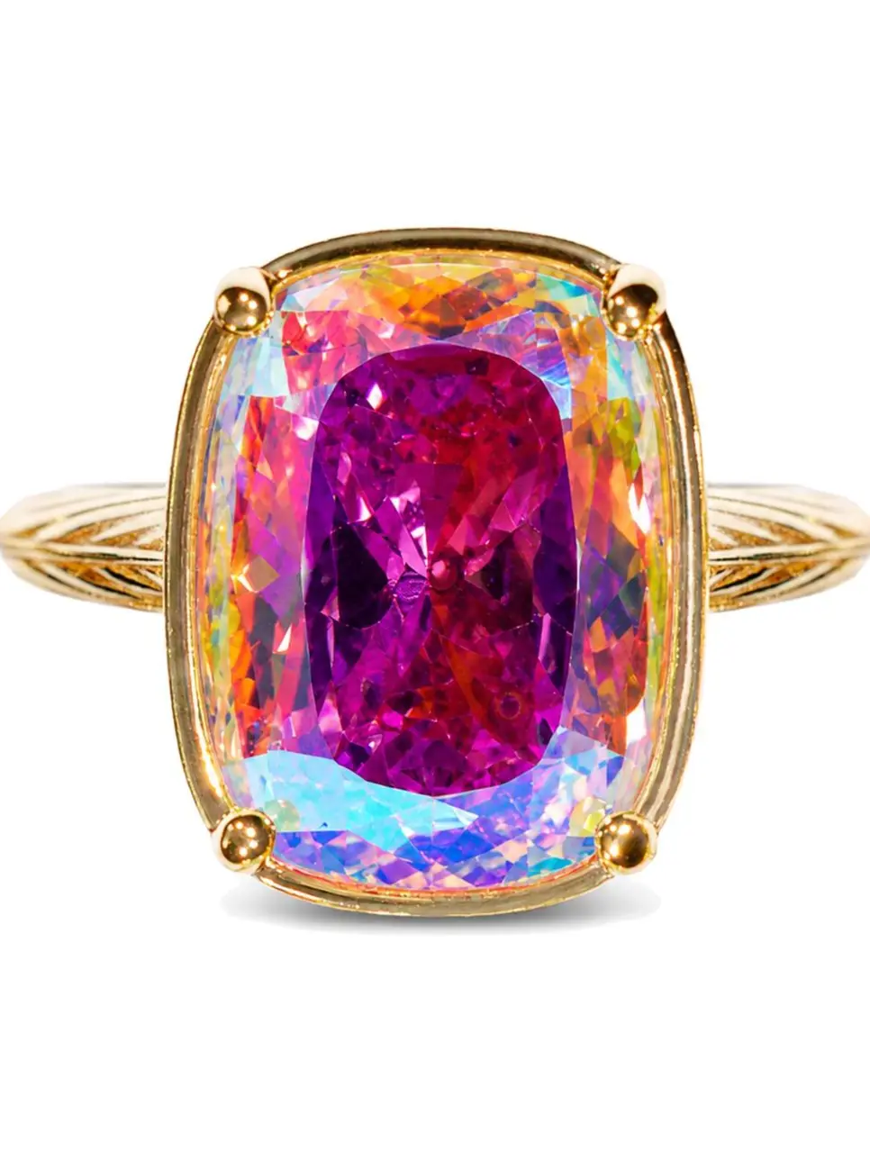 Sterling Silver Elongated Cushion Iridescent CZ Cocktail Ring