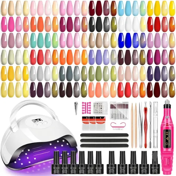 Gel Nail Polish Kit with Nail Lamp Nail 36 pcs Gel Polish Set Nail Art Tools Base & Top Coat Complete Gel Nail Starter Kit for Home DIY Manicure
