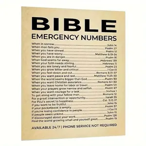 Bible Verse Inspirational Emergency Number Sticker, 2 Counts Pack Letter Pattern Sticker, Waterproof Decorative Sticker for Wall Decoration, Office Stationery & Supplies