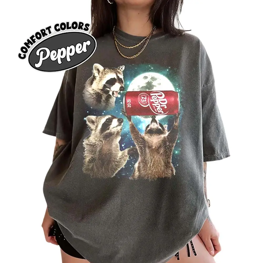 Three Raccoons Dr Pepper Comfort Color T-shirts, Funny Meme Genz Dank Raccoons, Raccoon Lovers, Top Menswear Womenswear Streetwear Tee
