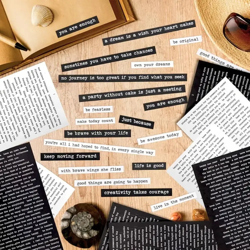 Inspirational Quote Sticker (406pcs/8 Sheets), Self-adhesive Motivational Word Stickers, Decorative Sticker for Scrapbooking, Journaling, DIY Art Crafts, Scrapbooking Ephemera, Scrapbook Decals, Stickers Kit