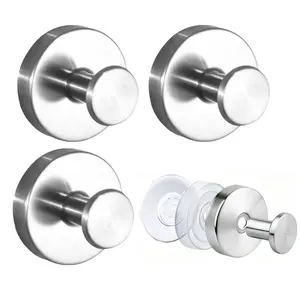 Stainless Steel Suction Cup Hooks No-Drill No-Damage Vacuum Suction Hooks Kitchen Bathroom Bedroom Essentials Clothes Hooks Towel Hooks Organiser