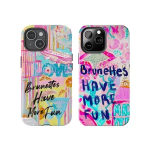 Magsafe Brunettes Have More Fun Phone Case, Cute Preppy Collage Aesthetic Top Trendy Tough 2-piece Phone Case