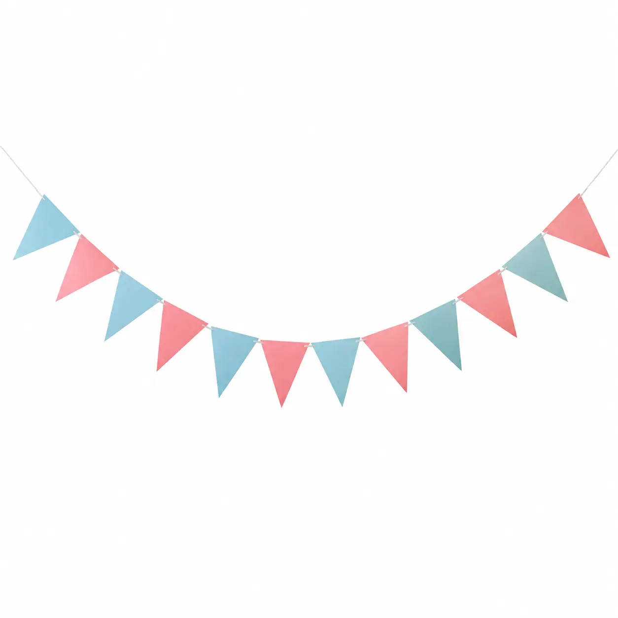 Pastel Triangle Banner Pennant Garland - Reusable Bunting Flag Decor for Birthday, Baby Shower, 5m Ribbon, 12 Triangular Flags (Self-Thread Yarn, Adjustable Length)