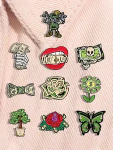 Creative Money Design Brooch, Fashionable Alloy Badge for Backpack & Clothes Collar, Trendy All-match & Exquisite Brooch for Birthday Gift, Flower Brooch, Fashion Accessory, Alloy Brooch Pin