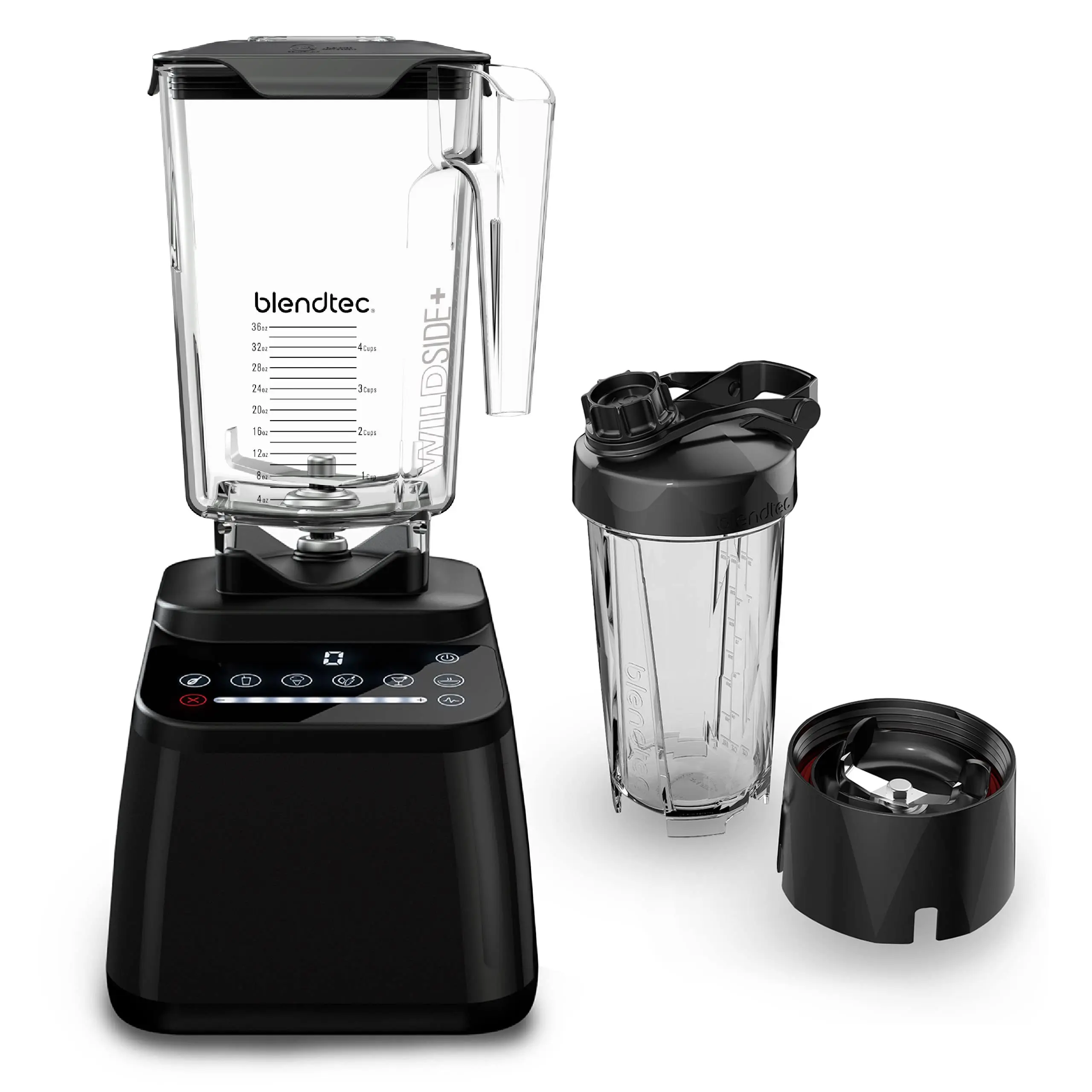 Blendtec DD28PA01A-A1AP1D8 Series Original Designer High-Speed Black Blender - 90oz 5-Sided WildSide+ Jar, 34oz Go Jar, 30oz Go Travel Bottle, LED Display, Reusable, Low Noise, for Shakes, Smooth Blends, High Speed Blender