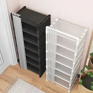 8-Tier Shoe Rack with Curtain, Metal, Portable, Easy Assembly, Corner Organizer, Ideal for Sports Shoes, High Heels, Boots, Home Entry, Living Room Storage